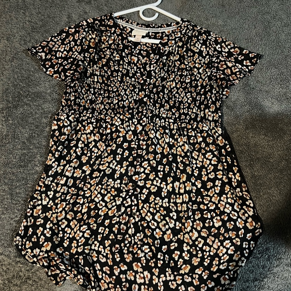 Floral baby doll short sleeve shirt